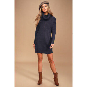 Lulus Tea Reader Navy Blue Sweater Dress - Size S